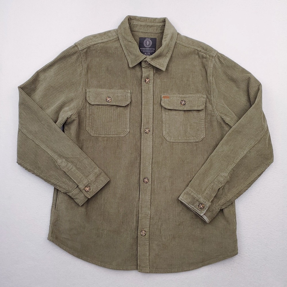 Buffalo David Bitton Jacket Mens Extra Large Green Corduroy Shacket Field Chore